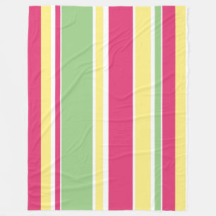 Roze, groene en gele strepen fleece deken
