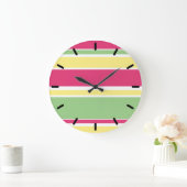 Roze, groene en gele strepen grote klok (Huis)