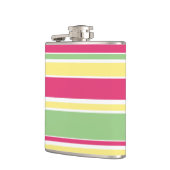 Roze, groene en gele strepen heupfles (Links)