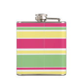 Roze, groene en gele strepen heupfles (Achterkant)