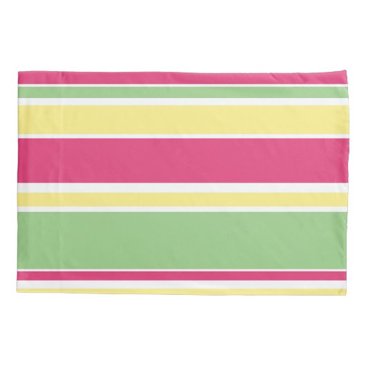 Roze, groene en gele strepen kussensloop (Achterkant)