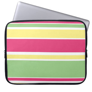 Roze, groene en gele strepen laptop sleeve