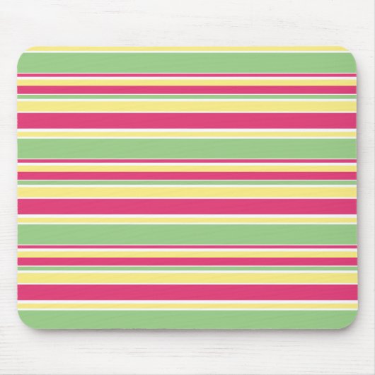 Roze, groene en gele strepen muismat (Voorkant)