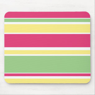 Roze, groene en gele strepen muismat