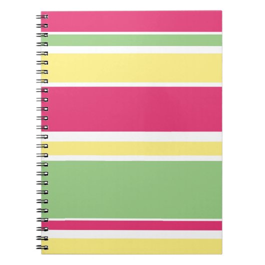 Roze, groene en gele strepen notitieboek (Voorkant)