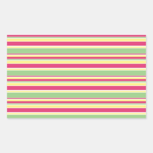Roze, groene en gele strepen rechthoekige sticker (Voorkant)