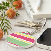 Roze, groene en gele strepen sleutelhanger (Voorkant Rechts)