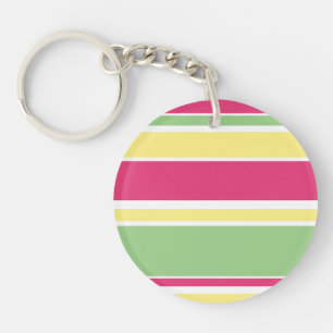 Roze, groene en gele strepen sleutelhanger