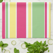 Roze, groene en gele strepen theedoek (Gevouwen)