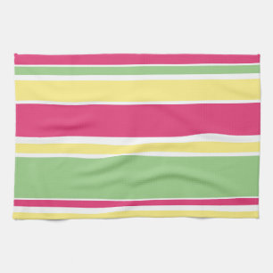 Roze, groene en gele strepen theedoek