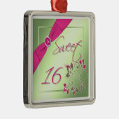 Roze, groene en gele zestienversiering metalen ornament (Rechts)