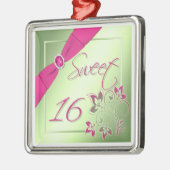 Roze, groene en gele zestienversiering metalen ornament (Links)