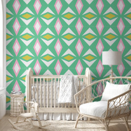 Roze groene en goudkleurige diamanten behang