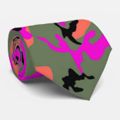 Roze groene en Oranje Camouflage-Stropdas Stropdas (Opgerold)