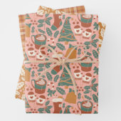 Roze, groene en Oranje feestdag Inpakpapier Vel (In situ)