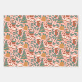 Roze, groene en Oranje feestdag Inpakpapier Vel (Voorkant)