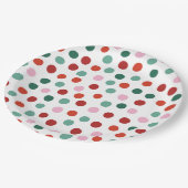 Roze, Groene en Rode Confetti Kerst Kinder Papieren Bordje (Gekanteld)