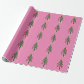 Roze Groene en Rode Kerstbomen Cadeaupapier (Uitgerold)