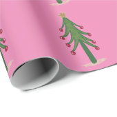 Roze Groene en Rode Kerstbomen Cadeaupapier (Rol Hoek)