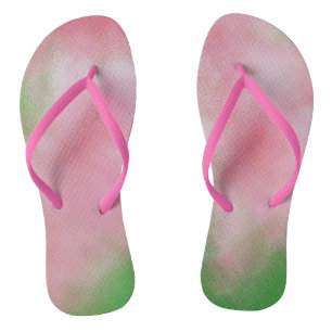 ROZE, GROENE EN WITTE SLIERTEN VAN KLEUR MET ROZE TEENSLIPPERS