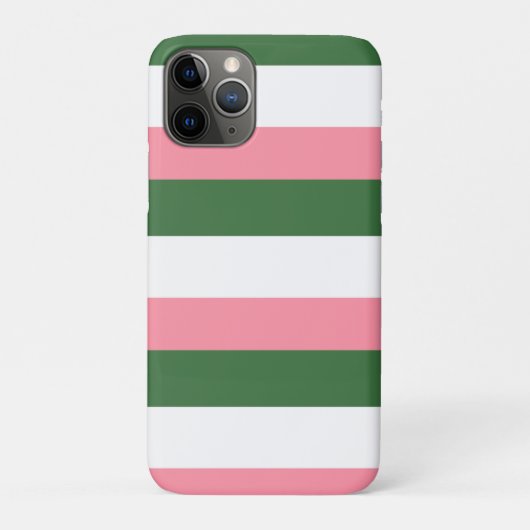 Roze, groene en witte strepen Case-Mate iPhone case (Achterkant)
