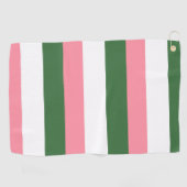 Roze, groene en witte strepen golfhanddoek (Horizontaal)