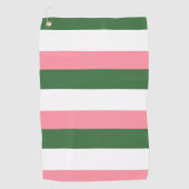 Roze, groene en witte strepen golfhanddoek (Voorkant)