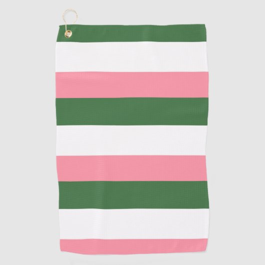 Roze, groene en witte strepen golfhanddoek (Voorkant)