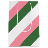 Roze, groene en witte strepen medium cadeauzakje (Achterkant)