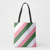 Roze, groene en witte strepen tote bag (Voorkant)