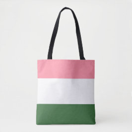 Roze, groene en witte strepen tote bag