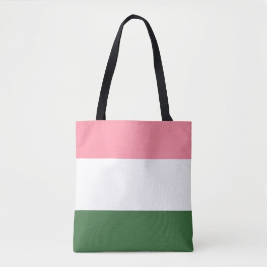 Roze, groene en witte strepen tote bag (Voorkant)