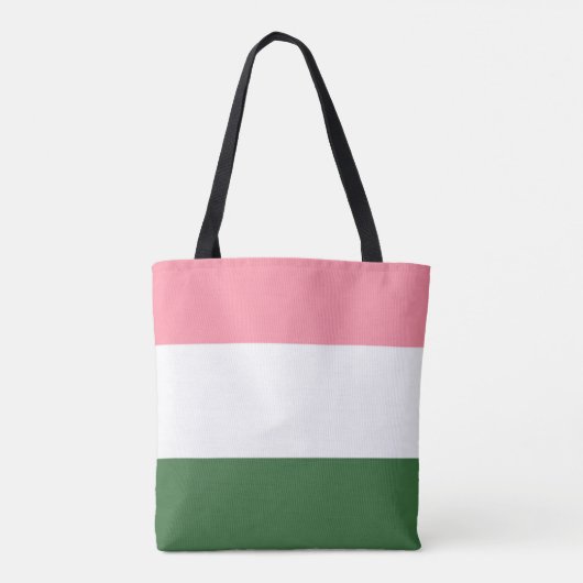 Roze, groene en witte strepen tote bag (Achterkant)