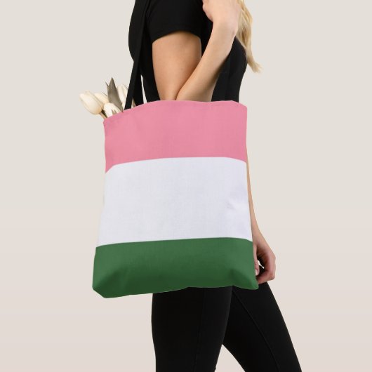 Roze, groene en witte strepen tote bag (Dichtbij)