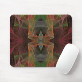Roze, Groene en Zwarte Fractal Mousepad Muismat (Met muis)