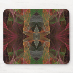 Roze, Groene en Zwarte Fractal Mousepad Muismat