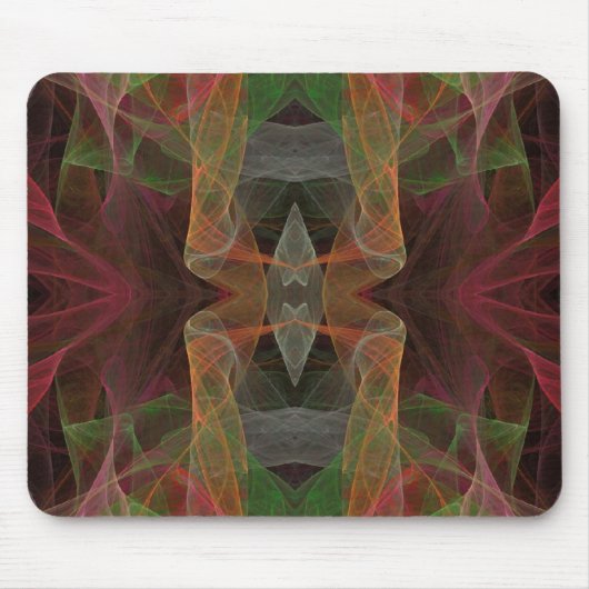 Roze, Groene en Zwarte Fractal Mousepad Muismat (Voorkant)