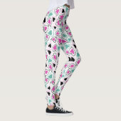 Roze, groene en zwarte moderne harten leggings (Rechts)
