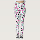 Roze, groene en zwarte moderne harten leggings (Voorkant)