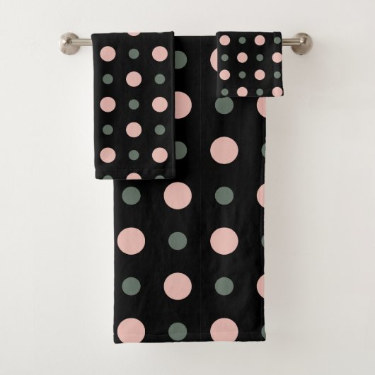 Roze groene en zwarte stippen bad handdoek (Insitu)