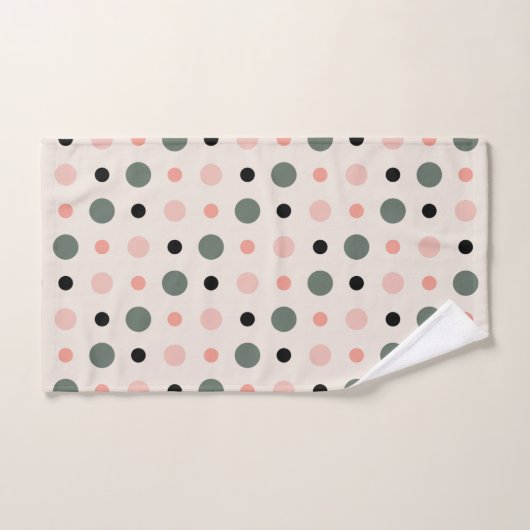 Roze groene en zwarte stippen bad handdoek (Handdoek)
