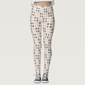 Roze groene en zwarte stippen leggings (Voorkant)