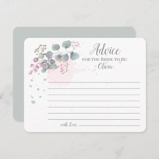 Roze groene Eucalyptus Advies voor de Bride (Voorkant / Achterkant)