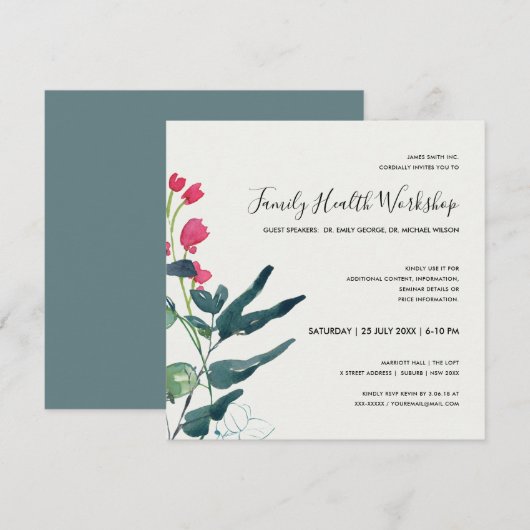 ROZE GROENE FAUNA EUCALYPTUS KRANS WORKSHOP EVENEM KAART (Voorkant / Achterkant)