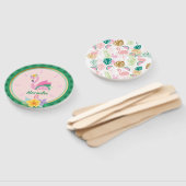 Roze Groene Flamingo & Watermeloen Tropische Verja Handwaaier (Niet-gemonteerd)