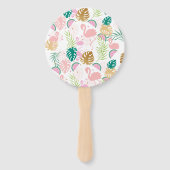 Roze Groene Flamingo & Watermeloen Tropische Verja Handwaaier (Achterkant)