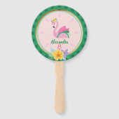 Roze Groene Flamingo & Watermeloen Tropische Verja Handwaaier (Voorkant)