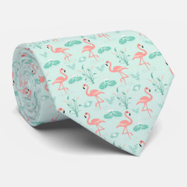 Roze Groene Flamingo's Tropische Vogel  Stropdas