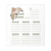 Roze groene Floral Boho Weekly Planner Organisator Notitieblok (Voorkant)