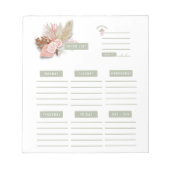Roze groene Floral Boho Weekly Planner Organisator Notitieblok (Voorkant)